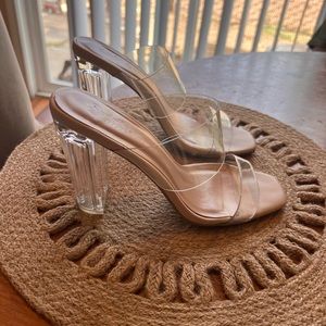 Nude clear heels